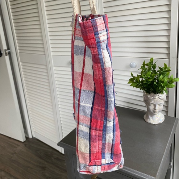 Y2K Aero Aeropostale Plaid Embroidered Canvas Tote Bag - Picture 3 of 7